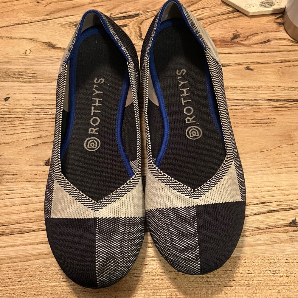 Rothy's Women's Black and Gray Checkered Flats
